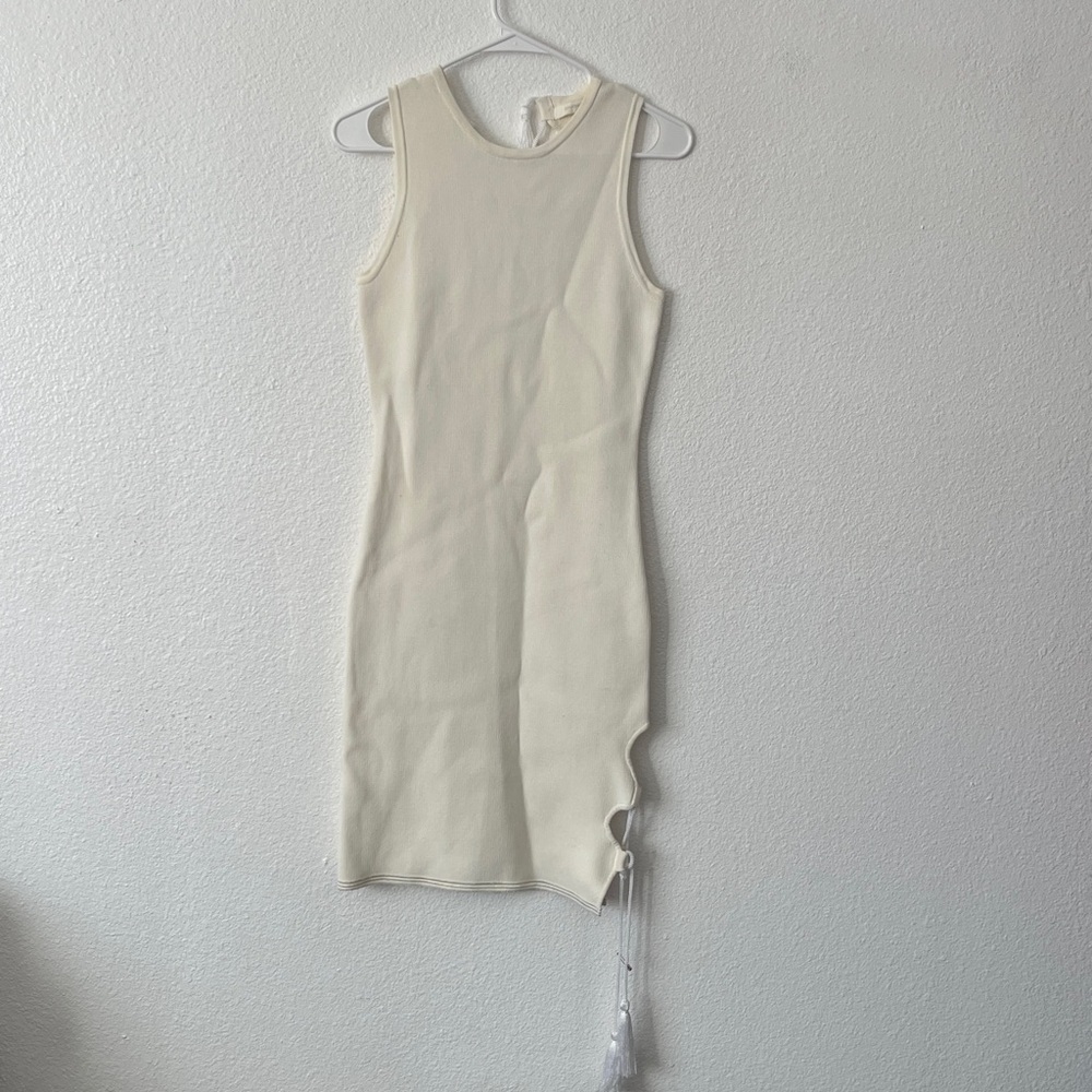Jonathan Simkhai women’s white cream lace-up pique knit bodycon dress size small - Picture 2 of 6